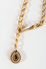 Vintage Unsigned Hammered Fringe Plate Necklace teardrop charm