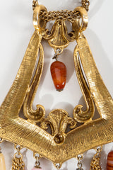 Vintage Unsigned Hammered Fringe Plate stone detail