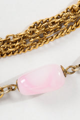 Vintage Unsigned Hammered Fringe Plate Necklace stone detail