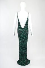 Recess Designer Consignment Vintage Backless Cheetah Silk Velvet Burnout Gown Train Los Angeles Resale
