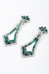 Recess Los Angeles Vintage Crystal Rhinestone Emerald Pointed Art Deco Drop Earrings