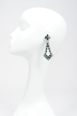 Recess Los Angeles Vintage Crystal Rhinestone Emerald Pointed Art Deco Drop Earrings