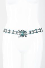 Vintage Unsigned Juliana Crystal Mermaid Metal Lace Belt on mannequin