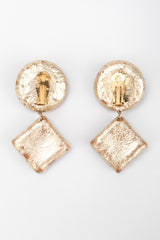 Recess Los Angeles Vintage Unsigned Rainbow Crystal Leather Lamé Drop Earrings