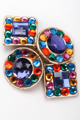 Recess Los Angeles Vintage Unsigned Rainbow Crystal Leather Lamé Drop Earrings