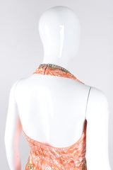 Recess Los Angeles Vintage Mary McFadden Beaded Sequined Phoenix Feather Halter Gown