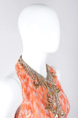 Recess Los Angeles Vintage Mary McFadden Beaded Sequined Phoenix Feather Halter Gown