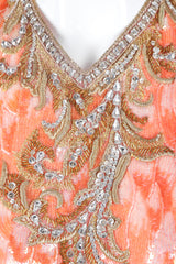 Recess Los Angeles Vintage Mary McFadden Beaded Sequined Phoenix Feather Halter Gown