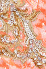 Recess Los Angeles Vintage Mary McFadden Beaded Sequined Phoenix Feather Halter Gown