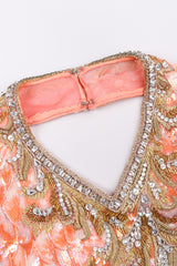 Recess Los Angeles Vintage Mary McFadden Beaded Sequined Phoenix Feather Halter Gown