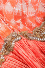 Recess Los Angeles Vintage Mary McFadden Beaded Sequined Phoenix Feather Halter Gown