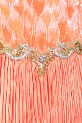 Recess Los Angeles Vintage Mary McFadden Beaded Sequined Phoenix Feather Halter Gown