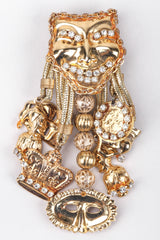 Recess Los Angeles Vintage Masks Charms Dangle Earrings Comedy Tragedy Chain Trim Jesters Coins Rhinestones Beads
