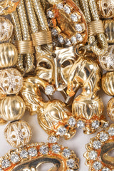 Recess Los Angeles Vintage Masks Charms Dangle Earrings Comedy Tragedy Chain Trim Jesters Coins Rhinestones Beads