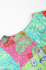 Recess Los Angeles Vintage Silk Patchwork Belted Dress