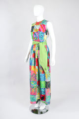 Recess Los Angeles Vintage Silk Patchwork Belted Dress