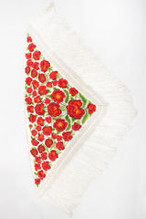 Recess Los Angeles Vintage Embroidered Roses Triangle Silk Piano Shawl