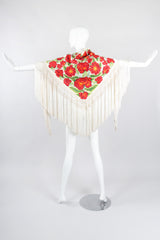 Recess Los Angeles Vintage Embroidered Roses Triangle Silk Piano Shawl