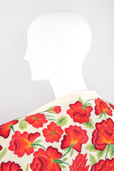 Recess Los Angeles Vintage Embroidered Roses Triangle Silk Piano Shawl