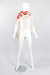 Recess Los Angeles Vintage Embroidered Roses Triangle Silk Piano Shawl