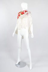 Recess Los Angeles Vintage Embroidered Roses Triangle Silk Piano Shawl