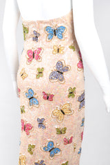 Recess Los Angeles Vintage Butterfly Sequins Halter Long Pink Beige Dress Iridescent Beads Multicolor