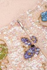 Recess Los Angeles Vintage Butterfly Sequins Halter Long Pink Beige Dress Iridescent Beads Multicolor