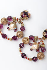 Recess Los Angeles Vintage No Label Large Wire Hoops Purple Plastic Beads Brass Balls Encased Pearl