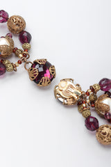 Recess Los Angeles Vintage No Label Large Wire Hoops Purple Plastic Beads Brass Balls Encased Pearl