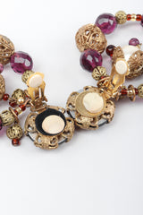 Recess Los Angeles Vintage No Label Large Wire Hoops Purple Plastic Beads Brass Balls Encased Pearl