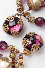 Recess Los Angeles Vintage No Label Large Wire Hoops Purple Plastic Beads Brass Balls Encased Pearl