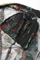 Recess Los Angeles Ramana Vintage Indian Sheer Lamé Embellished Sequined Duster Jacket Robe Kimono