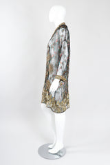 Recess Los Angeles Ramana Vintage Indian Sheer Lamé Embellished Sequined Duster Jacket Robe Kimono