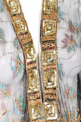 Recess Los Angeles Ramana Vintage Indian Sheer Lamé Embellished Sequined Duster Jacket Robe Kimono