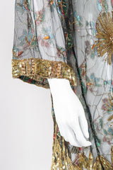 Recess Los Angeles Ramana Vintage Indian Sheer Lamé Embellished Sequined Duster Jacket Robe Kimono