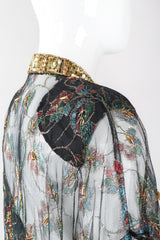 Recess Los Angeles Ramana Vintage Indian Sheer Lamé Embellished Sequined Duster Jacket Robe Kimono