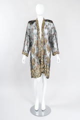 Recess Los Angeles Ramana Vintage Indian Sheer Lamé Embellished Sequined Duster Jacket Robe Kimono