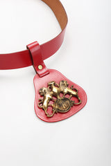 Recess Los Angeles Vintage Calderon Red Leather Lion Crest Fob Belt