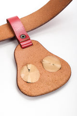 Recess Los Angeles Vintage Unsigned Red Leather Lion Crest Fob Belt