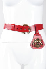 Recess Los Angeles Vintage Calerdon Red Leather Lion Crest Fob Belt