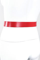 Recess Los Angeles Vintage Unsigned Red Leather Lion Crest Fob Belt