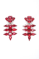 Recess Designer Consignment Vintage Ruby Rhinestone Crystal Pointed Spike Tear Drop Earrings Los Angeles Resale