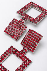 Recess Los Angeles Vintage No Label Red Rhinestone Square Earrings