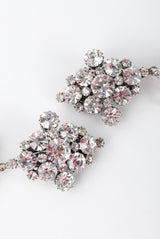 Recess Los Angeles Vintage No Label Blue Beveled Glass Diamond Shaped Cluster Rhinestone Drop Earrings