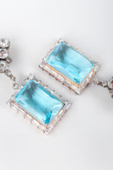 Recess Los Angeles Vintage No Label Blue Beveled Glass Diamond Shaped Cluster Rhinestone Drop Earrings