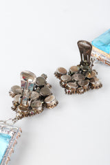 Recess Los Angeles Vintage No Label Blue Beveled Glass Diamond Shaped Cluster Rhinestone Drop Earrings