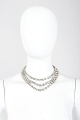 Recess Los Angeles Vintage Triple Strand Rhinestone Crystal Collar Necklace