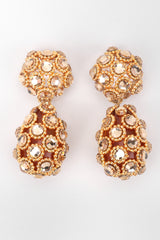 Recess Los Angeles Vintage Unsigned Crystal Golden Egg Drop Earrings