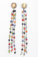 Recess Los Angeles Vintage Artisan XL Extreme Beaded Clay Fringe Shoulder Duster Drop Earring