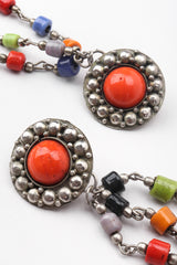 Recess Los Angeles Vintage Artisan XL Extreme Beaded Clay Fringe Shoulder Duster Drop Earring